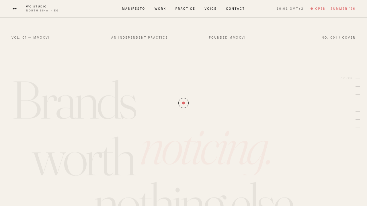 Screenshot of the WO Studio bilingual brand site